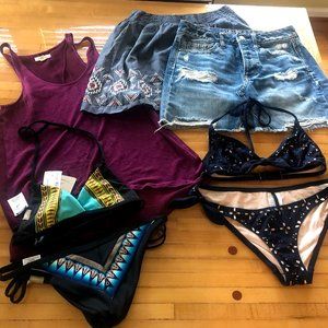 XS Bundle: 2 bikinis (1= J Crew), 2 AE skirts, tank